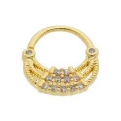 Piercing de Furo Piuka Argola Torção 6mm Bonnie Zircônias Dourado