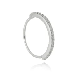 Piercing de Furo Piuka Argola Torção 12mm Ayane Zircônias Folheado em Ródio Branco
