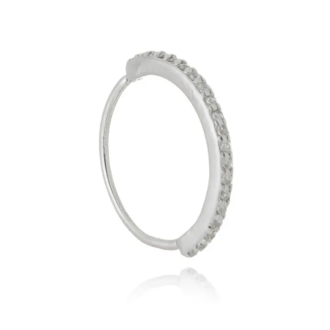 Piercing de Furo Piuka Argola Torção 12mm Ayane Zircônias Folheado em Ródio Branco