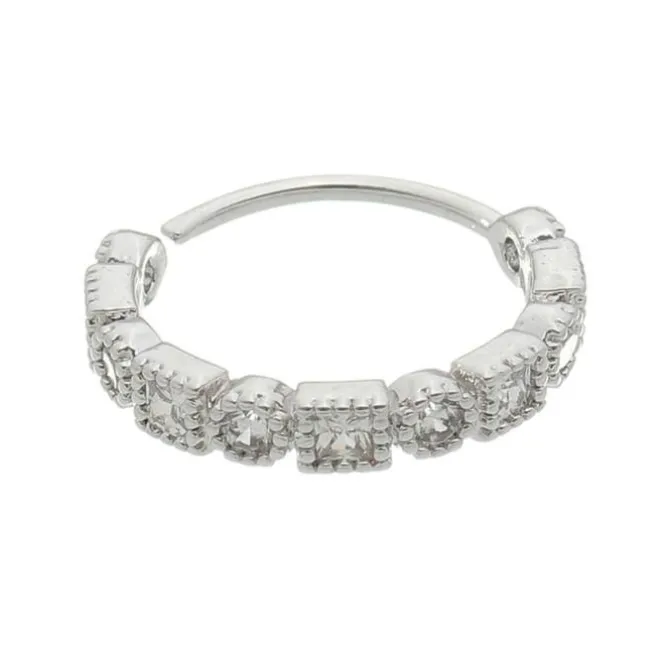 Piercing de Furo Piuka Argola P Lucy 8mm Zircônia Prata