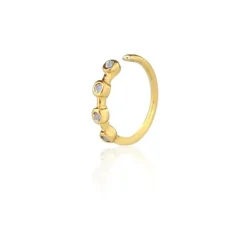 Piercing de Furo Piuka Argola Torção 8mm Nay Pontos de Luz Zircônias Dourado