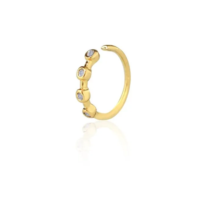 Piercing de Furo Piuka Argola Torção 8mm Nay Pontos de Luz Zircônias Dourado
