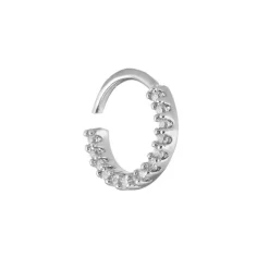 Piercing de Furo Piuka Argola Torção 8mm Lenka Zircônias Prata