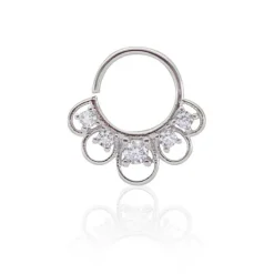 Piercing de Furo Piuka Argola Torção 8mm Laly Zircônias Prata