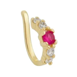 Piercing de Pressão Bebel Zircônia Pink Folheado a Ouro 18k