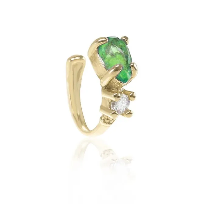 Piercing de Pressão Camy Gota Esmeralda Folheado a Ouro 18k