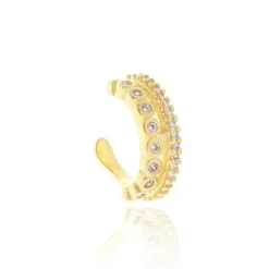 Piercing de Pressão Piuka Candy Duas Voltas Zircônias Folheado a Ouro 18k