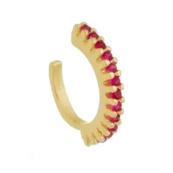 Piercing de Pressão Piuka Ivy Argola Zircônia Pink Folheado a Ouro 18k