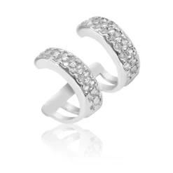 Piercing de Pressão Piuka Hannah 2 Argolas Zircônia Cristal Folheado em Ródio Branco