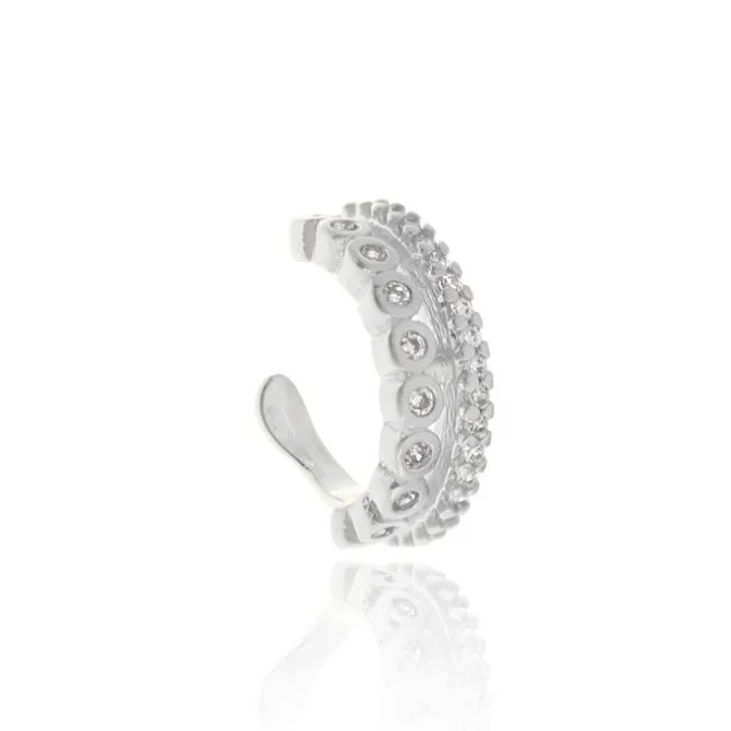 Piercing de Pressão Piuka Candy Duas Voltas Zircônia Folheado em Ródio Branco