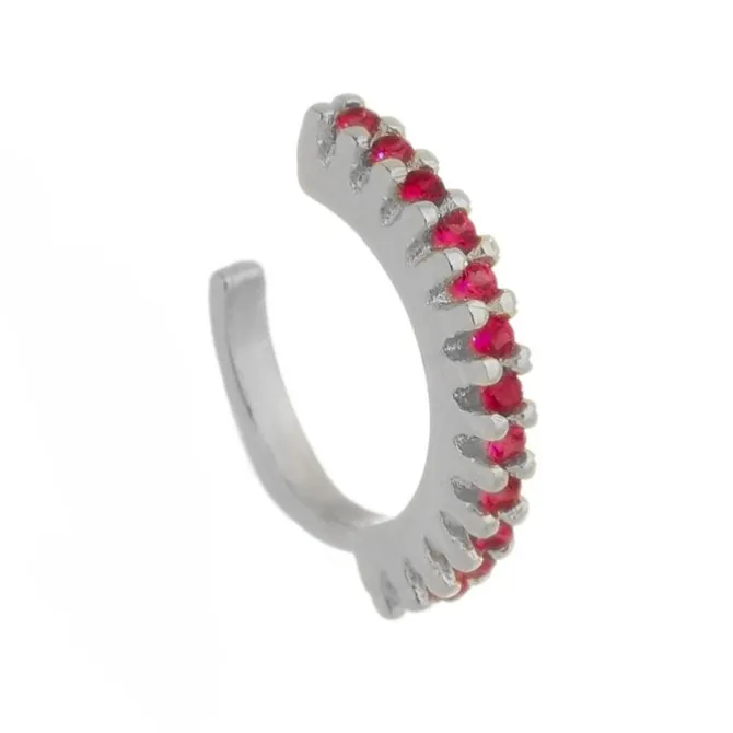 Piercing de Pressão Piuka Ivy Argola Zircônia Pink Folheado em Ródio Branco