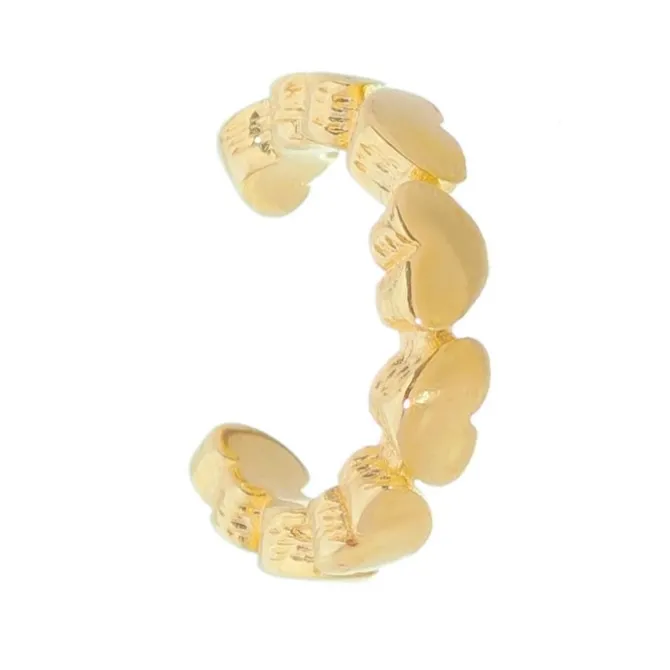 Piercing Piuka Pressão Bibi Elos Corações Folheado Ouro 18k
