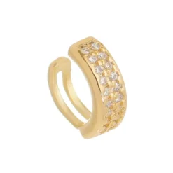 Piercing Pressão Piuka Argola Lynna 2 Fileiras Zircônia Folheado a Ouro 18k