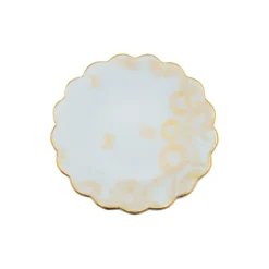 Pratinho Porta Joia do Dia Girassol Porcelana com Filete de Ouro