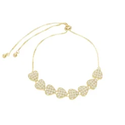 Pulseira Ajustavel Maria Clara Coração Zircônias Folheado a Ouro 18k