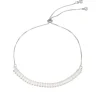 Pulseira Ajustável Folheada em Ródio Branco Taylor Pequena Zircônias Baguete Cristal