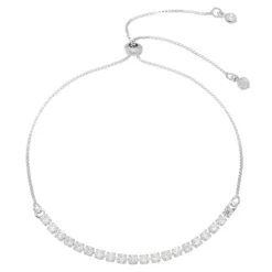 Pulseira Ajustável Folheada em Ródio Branco Riviera Chiara Zircônia Mini Cristal
