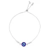 Pulseira Ajustável Folheada em Ródio Branco Olho Grego Ruby Zircônias Cristais
