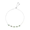 Pulseira Ajustável Folheada em Ródio Branco Sil Zircônia Esmeralda