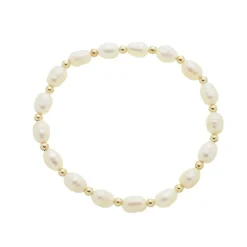 Pulseira Cris Pérolas de Água Doce Folheada a Ouro 18k