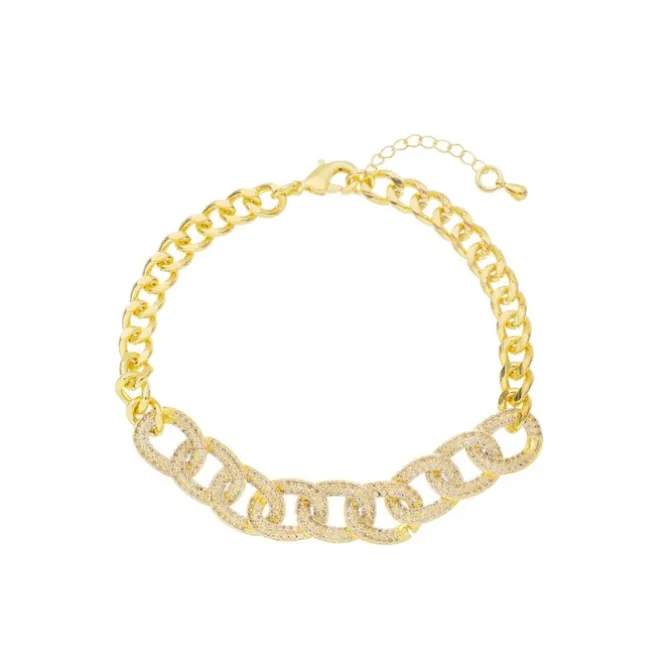 Pulseira de Elos Alana Zircônias Folheada a Ouro 18k