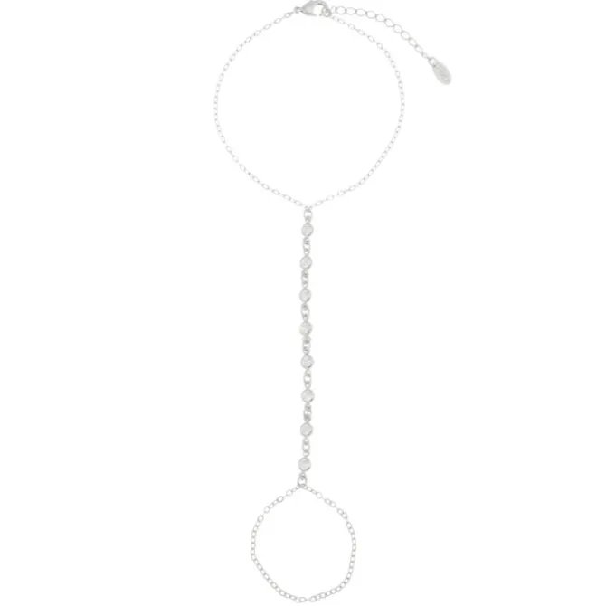 Pulseira de Mão Jamile Pontos de Luz Folheada em Ródio Branco