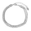 Pulseira Feminina Duas Voltas Elos Folheada em Ródio Branco Vic