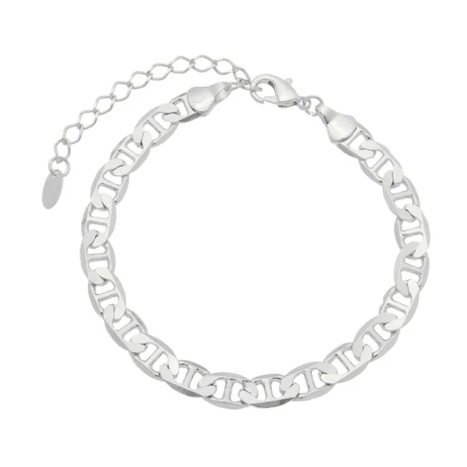 Pulseira Feminina Elos Folheada em Ródio Branco Louise