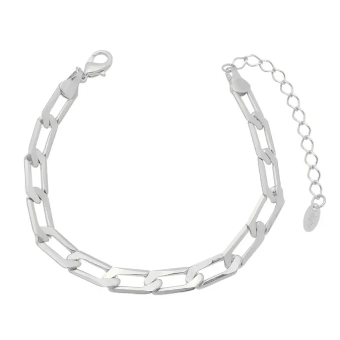 Pulseira Feminina Elos Folheada em Ródio Branco Natália