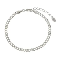 Pulseira Feminina Elos Groumet Folheada em Ródio Branco Lili