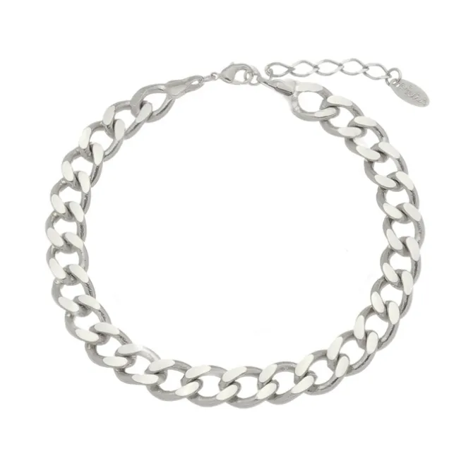 Pulseira Feminina Raiza Elos Grumet Folheada em Ródio Branco