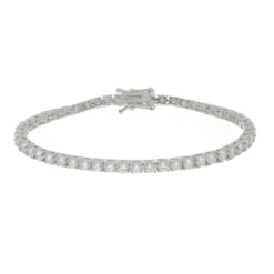 Pulseira Feminina Riviera Megan Zircônias Folheada em Ródio Branco