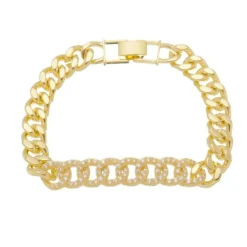 Pulseira Folheada a Ouro 18k Elos Groumet Zircônias Yumi