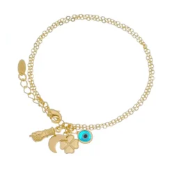 Pulseira Folheada a Ouro 18k 2 Voltas Correntes Ely