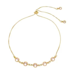 Pulseira Folheada a Ouro 18k Ajustável Zircônias Rosa Betina