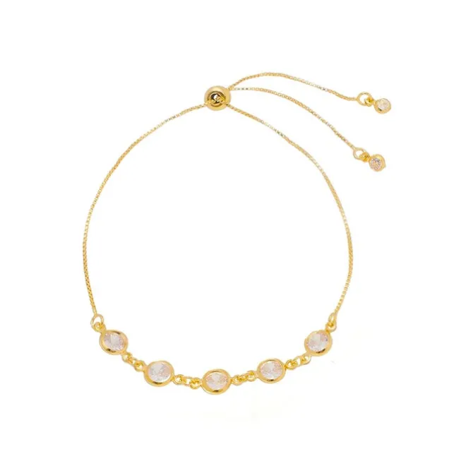 Pulseira Folheada a Ouro 18k Betina Ajustável Zircônias