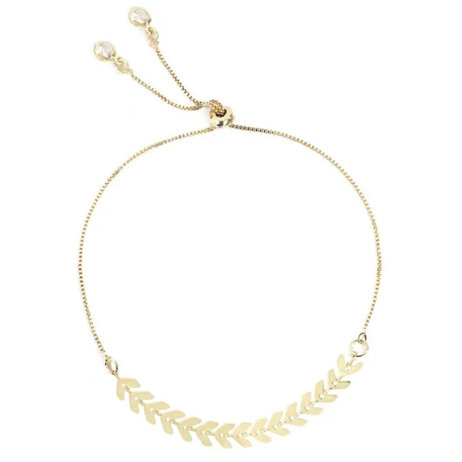 Pulseira Folheada a Ouro 18k Ajustável Folhinhas Kylie