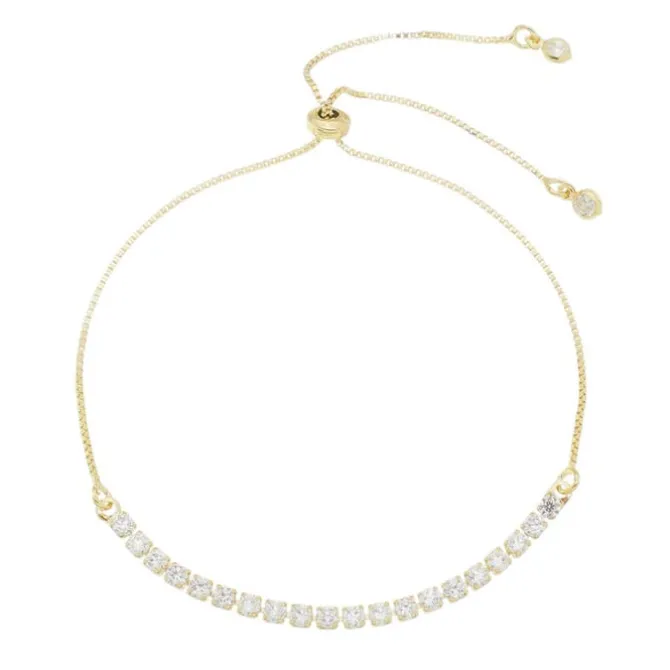 Pulseira Folheada a Ouro 18k Ajustável Riviera Chiara Mini Zircônias Cristal