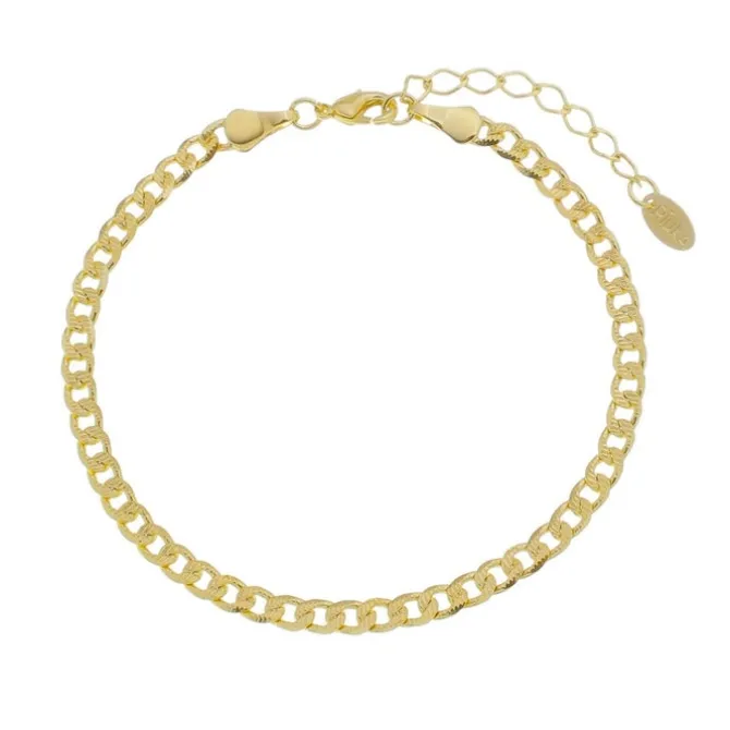 Pulseira Folheada a Ouro 18k Elos Groumet Trabalhados Lica