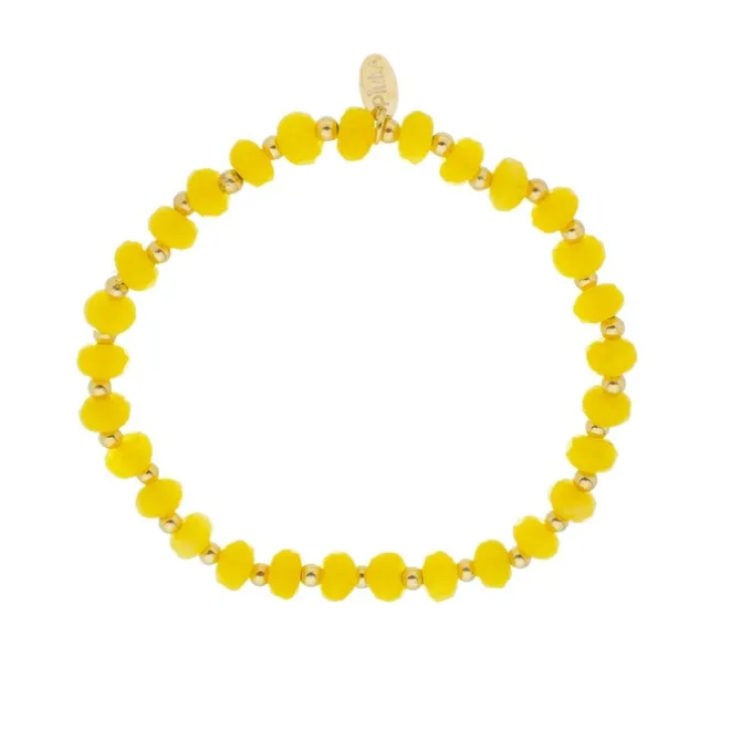 Pulseira Georgina Pedras Naturais Jade Rondel Amarela