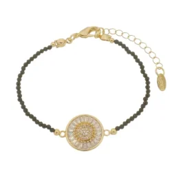 Pulseira Izar Pizza Zircônias Baguete Preta Folheada a Ouro 18k