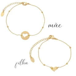 Pulseira Mãe e Filha Ana Luísa Coração Folheadas a Ouro 18k