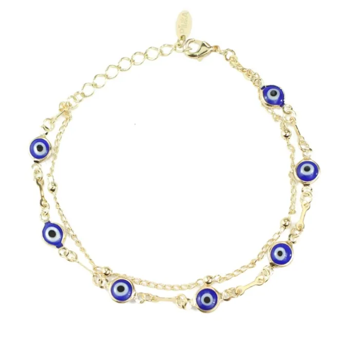 Pulseira Olho Grego 2 Voltas Folheada em Ouro 18k Cecília
