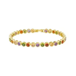 Pulseira Piuka Aimee Zircônias Coloridas Folheada a Ouro 18k