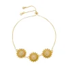 Pulseira Piuka Ajustável Lina 3 Girassóis Zircônias Folheada a Ouro 18k