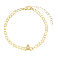 Pulseira Piuka Hana Letra Inicial Zircônias Folheada a Ouro 18k
