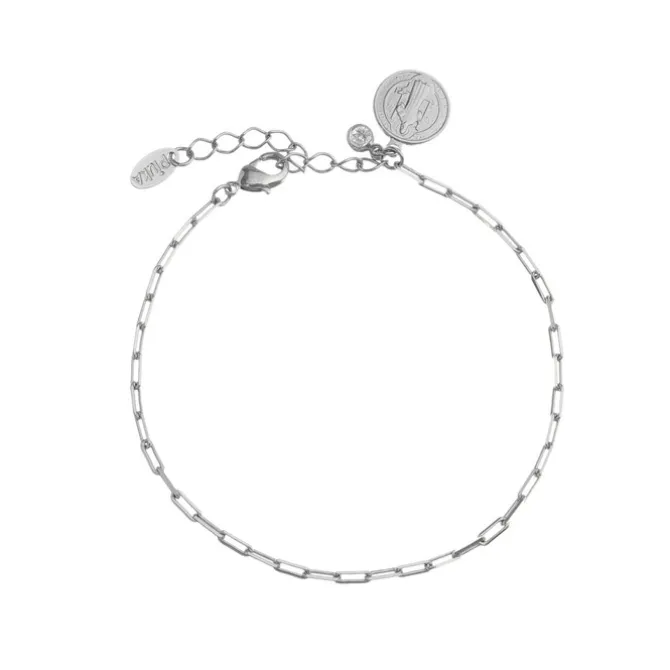 Pulseira São Bento Pingente Folheado em Ródio Branco