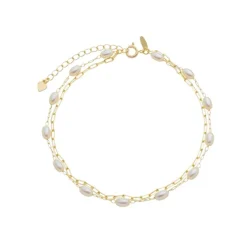 Pulseira Valentina Duas Voltas Pérolas Folheada a Ouro 18k