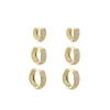 Trio de Brincos Ana Laura Zircônias Foheado a Ouro 18k