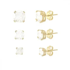 Trio de Brincos Ana Paula Ponto de Luz Zircônia Folheado a Ouro 18k
